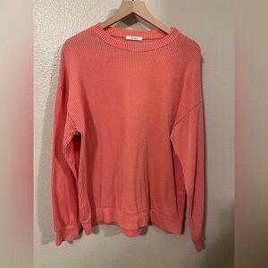 Women’s Coral Ribbed Long Sleeve Shirt